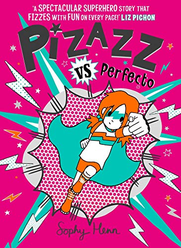 Book cover featuring a cartoon superhero girl against a pink background with lightning bolts.