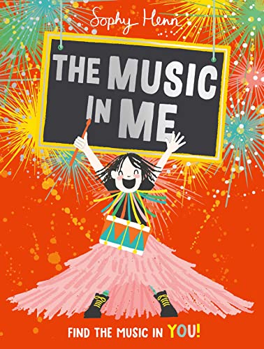 Book cover: girl playing a drum with colorful fireworks background.