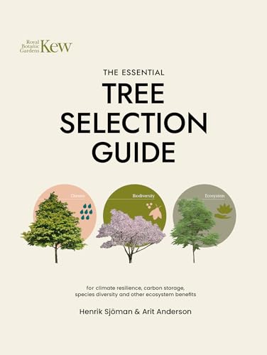 Book cover: "The Essential Tree Selection Guide" with tree illustrations.
