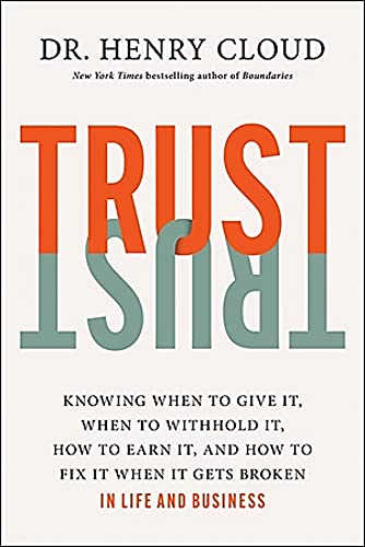Book cover with large, layered orange and teal text reading "TRUST" by Henry Cloud.