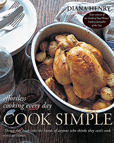 Cookbook cover with roasted chicken and potatoes, titled “Cook Simple.”