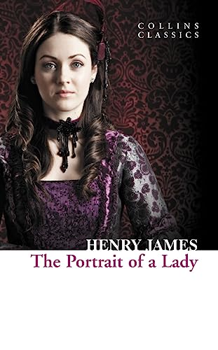 Book cover: portrait of a woman in purple, “The Portrait of a Lady”.