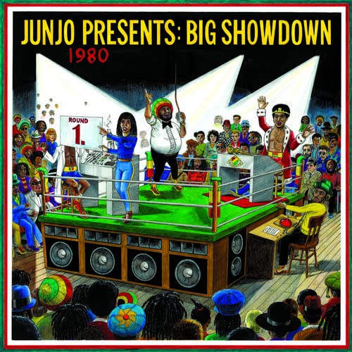 Vinyl album cover depicting a boxing ring with a DJ and crowd.
