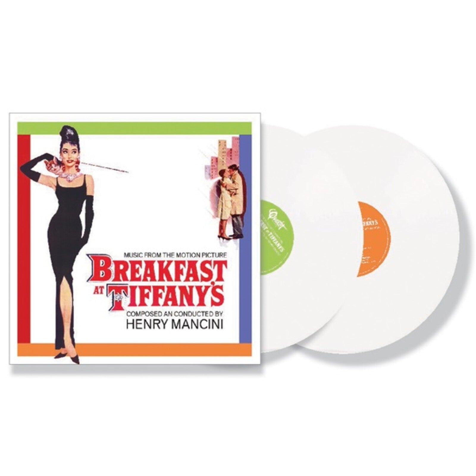 Breakfast at Tiffany's vinyl record set with illustrated cover and two white discs.