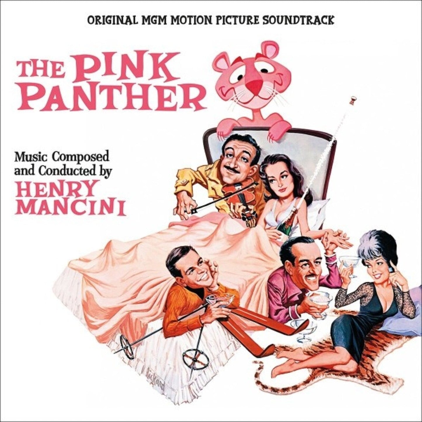 “The Pink Panther” CD cover art featuring characters and a pink panther.