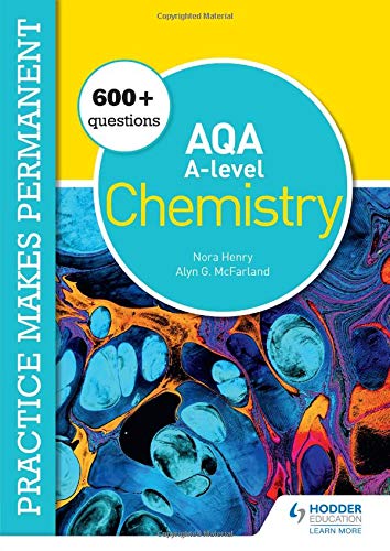 AQA A-level Chemistry textbook cover with an abstract blue and orange fluid pattern.