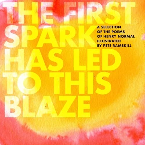 Book cover with yellow text on a vibrant orange and red watercolor background.