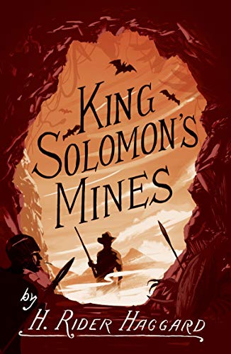 Book cover: "King Solomon's Mines" with explorers in a cave opening.
