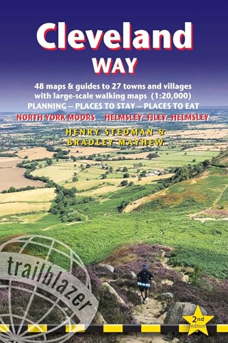 Rectangular walking guide book with a coastal path illustration, Helmsley to Filey route.