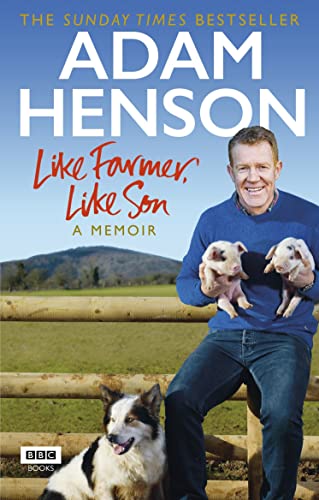 Book cover featuring a man holding two piglets with a dog by a fence.