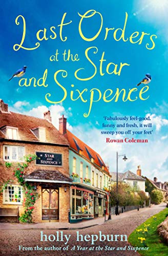 Book cover depicting a quaint village pub with blue sky and birds.