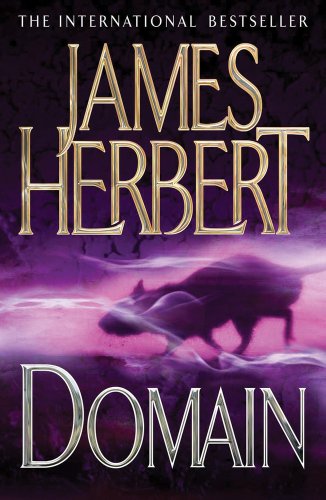 Book cover of Domain by James Herbert featuring a rat silhouette against purple mist.
