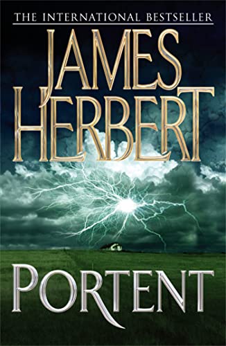 Book cover: "Portent" by James Herbert, with stormy sky and lightning.