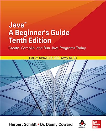 Book cover: "Java: A Beginner's Guide, Tenth Edition" with skyscraper image.