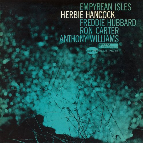 Album cover for Herbie Hancock's Empyrean Isles featuring teal bokeh lights and dark silhouettes.