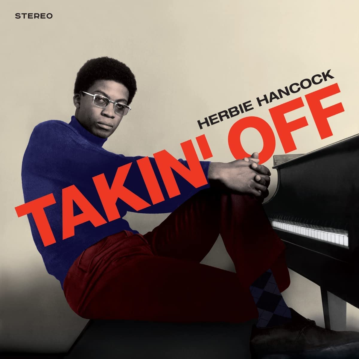 Herbie Hancock album cover: portrait of musician at a piano.