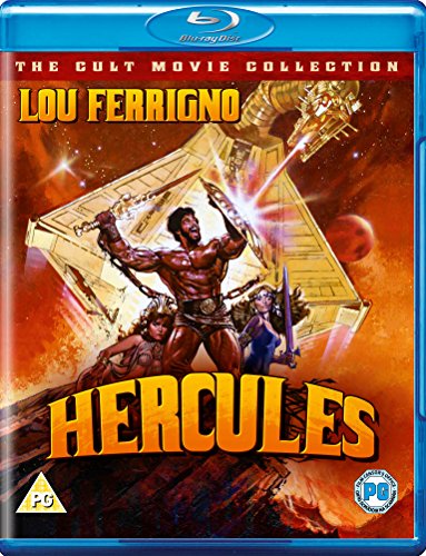 Hercules Blu-ray cover featuring Lou Ferrigno with a sword and shield against space background.