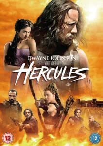 DVD cover art for Hercules featuring Dwayne Johnson and cast members against fiery background.