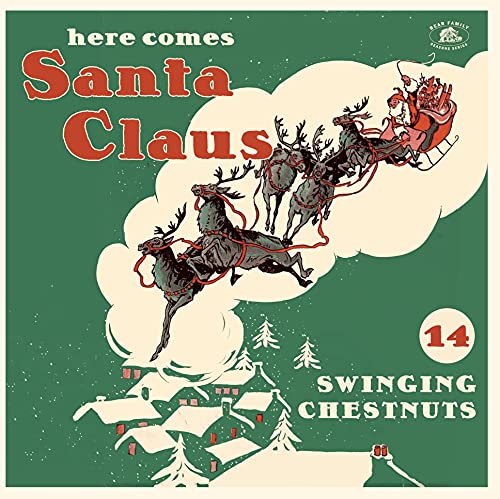 Album cover art showing Santa in a sleigh pulled by reindeer over snowy houses.