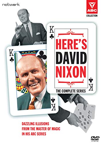 DVD cover for "Here's David Nixon" featuring magician portraits and playing cards.