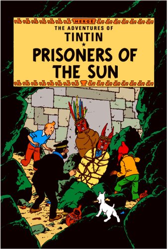 Tintin book cover: characters before an Inca temple, tied prisoner.