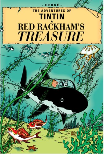Cover of “Red Rackham’s Treasure” featuring a submarine and marine life.