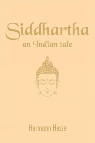 Book cover of "Siddhartha" featuring a golden illustration of a serene face.