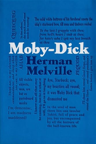 Blue book cover with white text reading "Moby-Dick" by Herman Melville.