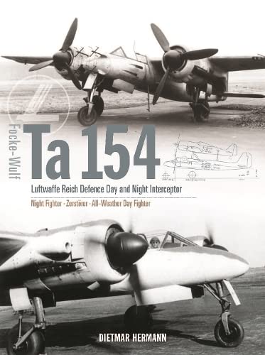 Focke-Wulf Ta 154 twin-engine aircraft book cover with blueprint detail.