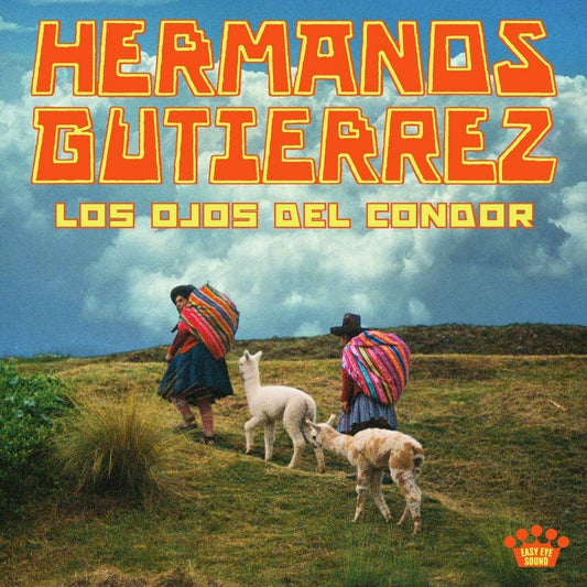 CD cover for Hermanos Gutiérrez’s “Los Ojos Del Cóndor” with Andean landscape.