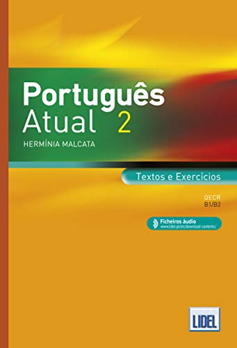 Portuguese Atual 2 textbook cover, with audio files indicated, B1/B2 level.