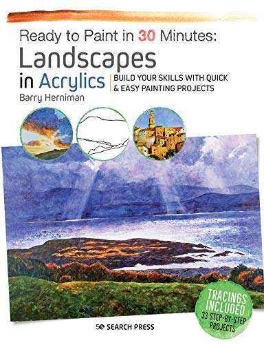 Book cover featuring landscape paintings and acrylic painting instruction.