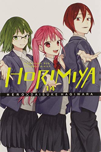 Horimiya, Vol. 14 manga cover with three anime-style characters.