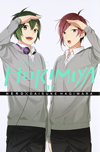 Horimiya, Vol. 7" manga cover with two young men saluting.