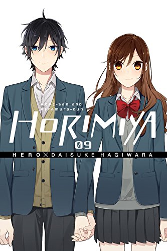 Cover art for Horimiya volume 9 featuring a boy and girl in school uniforms.