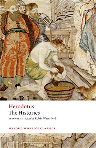 Book cover: “The Histories” by Herodotus, with medieval illustration.