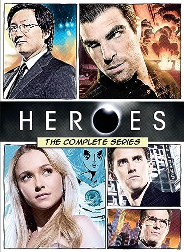 Heroes" DVD cover featuring portraits of main characters and a central logo.
