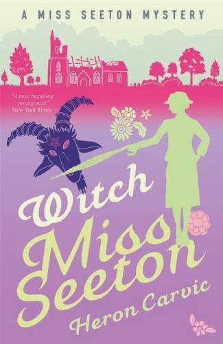 Book cover: woman, black cat, church, and the title "Witch Miss Seeton.