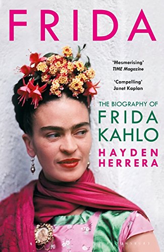 Book cover featuring a portrait of Frida Kahlo wearing flowers in her hair.