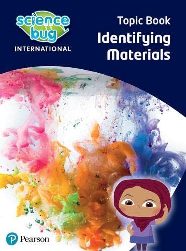 Book cover: “Science Bug: Identifying Materials” with colorful paint swirls.