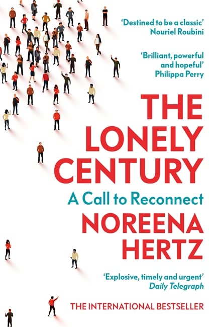 Book cover showing many small, isolated figures on a white background with red text.