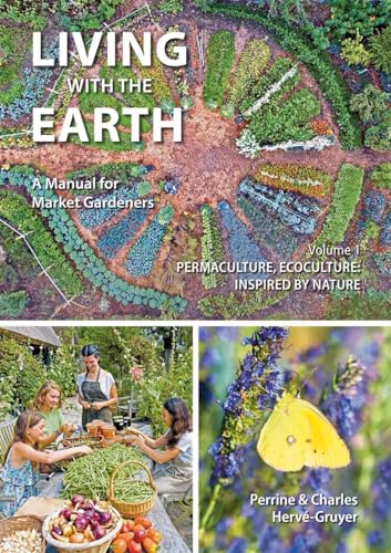 Book cover depicting aerial view of garden beds, people, and flowers.