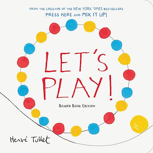 Cover of the board book Let's Play! featuring colorful dots arranged in a circle.