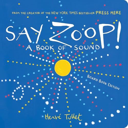 Blue book cover with yellow circle and playful white text: "Say Zoop!".
