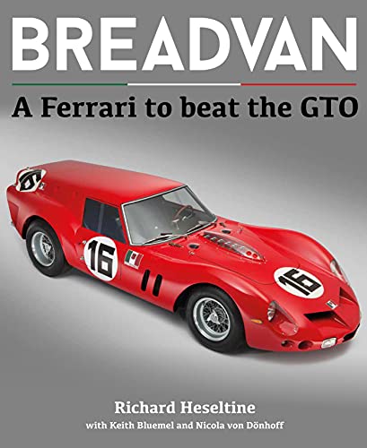 Red vintage Ferrari race car model with book title "BREADVAN".