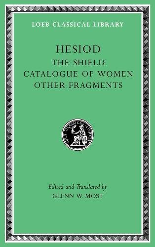 Green book cover with gold lettering: "Hesiod, The Shield, Catalogue of Women.