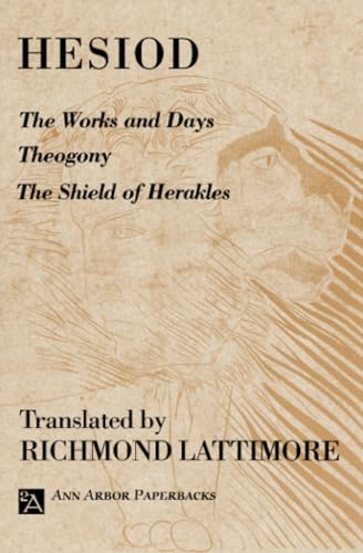 Book cover for Hesiod’s works with a sketched classical figure.
