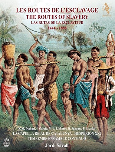 Historical illustration of enslaved people walking in a line with text overlay.