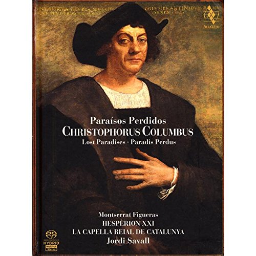 "CD cover featuring a portrait of Christopher Columbus in 15th-century attire."