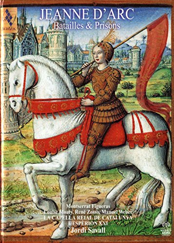 CD cover: Joan of Arc on horseback, medieval style illustration.